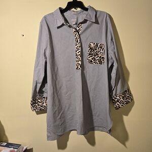 Women's Chico's Half Button Striped Blouse.